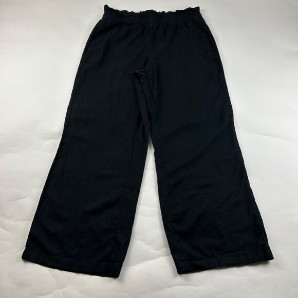 Express Black Linen Blend High Rise Wide Leg Pant L - Picture 1 of 6